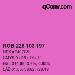 颜色代码: RGB 228 103 197 | qconv.com