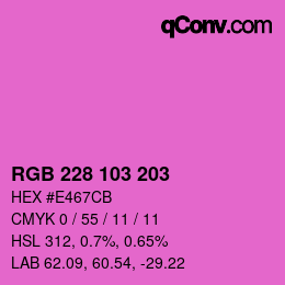 カラーコード: RGB 228 103 203 | qconv.com