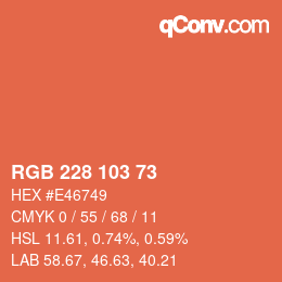 カラーコード: RGB 228 103 73 | qconv.com