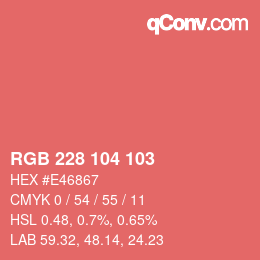 Color code: RGB 228 104 103 | qconv.com