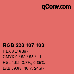 Farbcode: RGB 228 107 103 | qconv.com