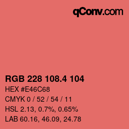 カラーコード: RGB 228 108.4 104 | qconv.com
