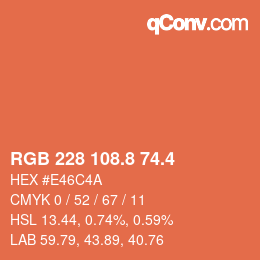 カラーコード: RGB 228 108.8 74.4 | qconv.com