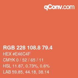 カラーコード: RGB 228 108.8 79.4 | qconv.com