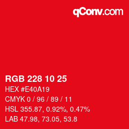 カラーコード: RGB 228 10 25 | qconv.com
