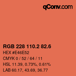 カラーコード: RGB 228 110.2 82.6 | qconv.com