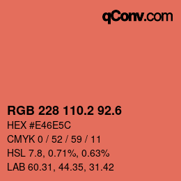 カラーコード: RGB 228 110.2 92.6 | qconv.com