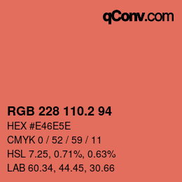 カラーコード: RGB 228 110.2 94 | qconv.com
