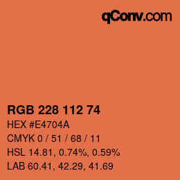 カラーコード: RGB 228 112 74 | qconv.com