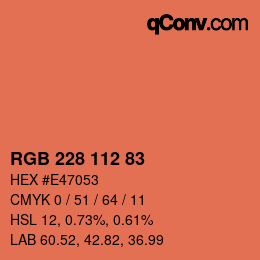颜色代码: RGB 228 112 83 | qconv.com