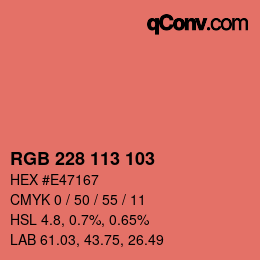 Color code: RGB 228 113 103 | qconv.com