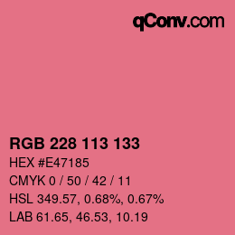 Color code: RGB 228 113 133 | qconv.com