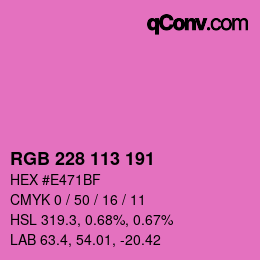 Color code: RGB 228 113 191 | qconv.com