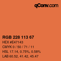 Farbcode: RGB 228 113 67 | qconv.com