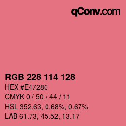 Color code: RGB 228 114 128 | qconv.com