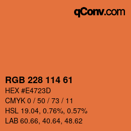Color code: RGB 228 114 61 | qconv.com