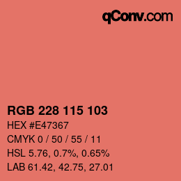 カラーコード: RGB 228 115 103 | qconv.com