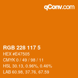 Color code: RGB 228 117 5 | qconv.com