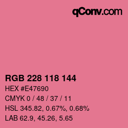 Color code: RGB 228 118 144 | qconv.com