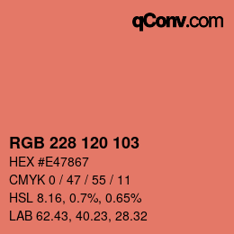 Color code: RGB 228 120 103 | qconv.com