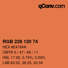 颜色代码: RGB 228 120 74 | qconv.com