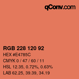 カラーコード: RGB 228 120 92 | qconv.com