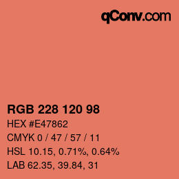 Color code: RGB 228 120 98 | qconv.com