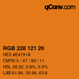 Color code: RGB 228 121 26 | qconv.com