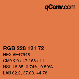 Color code: RGB 228 121 72 | qconv.com