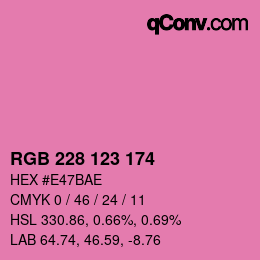 カラーコード: RGB 228 123 174 | qconv.com