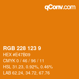 Color code: RGB 228 123 9 | qconv.com