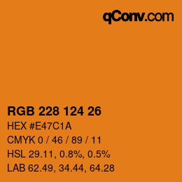 Color code: RGB 228 124 26 | qconv.com