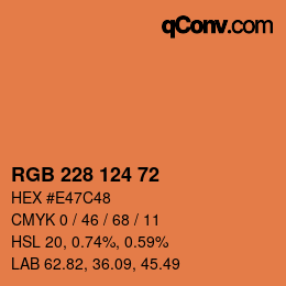 Color code: RGB 228 124 72 | qconv.com