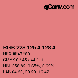 カラーコード: RGB 228 126.4 128.4 | qconv.com