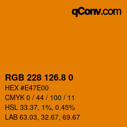 カラーコード: RGB 228 126.8 0 | qconv.com