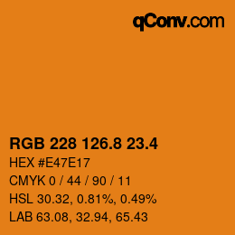 カラーコード: RGB 228 126.8 23.4 | qconv.com