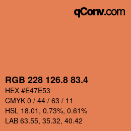 カラーコード: RGB 228 126.8 83.4 | qconv.com