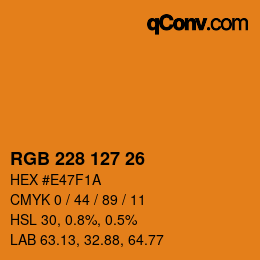 Color code: RGB 228 127 26 | qconv.com