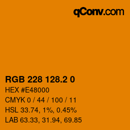 カラーコード: RGB 228 128.2 0 | qconv.com