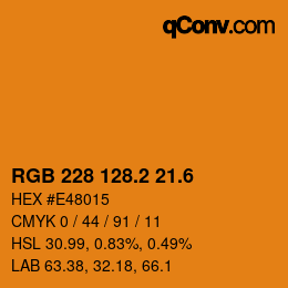 カラーコード: RGB 228 128.2 21.6 | qconv.com
