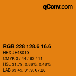 カラーコード: RGB 228 128.6 16.6 | qconv.com