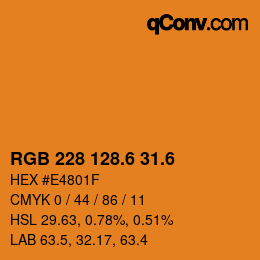 カラーコード: RGB 228 128.6 31.6 | qconv.com
