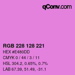 カラーコード: RGB 228 128 221 | qconv.com