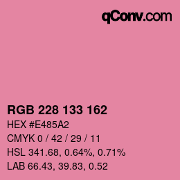 Color code: RGB 228 133 162 | qconv.com