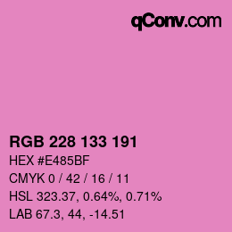 カラーコード: RGB 228 133 191 | qconv.com