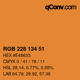 Color code: RGB 228 134 51 | qconv.com