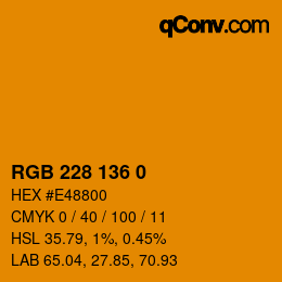 Color code: RGB 228 136 0 | qconv.com