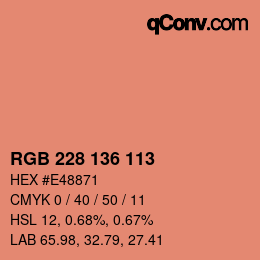 カラーコード: RGB 228 136 113 | qconv.com
