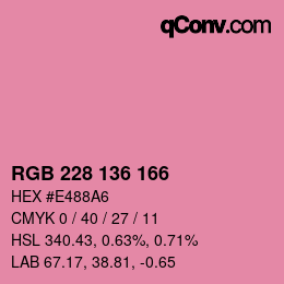 Color code: RGB 228 136 166 | qconv.com