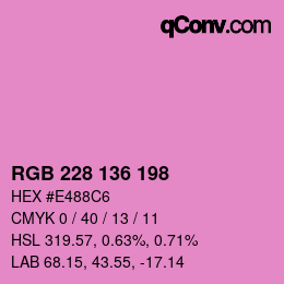 Color code: RGB 228 136 198 | qconv.com